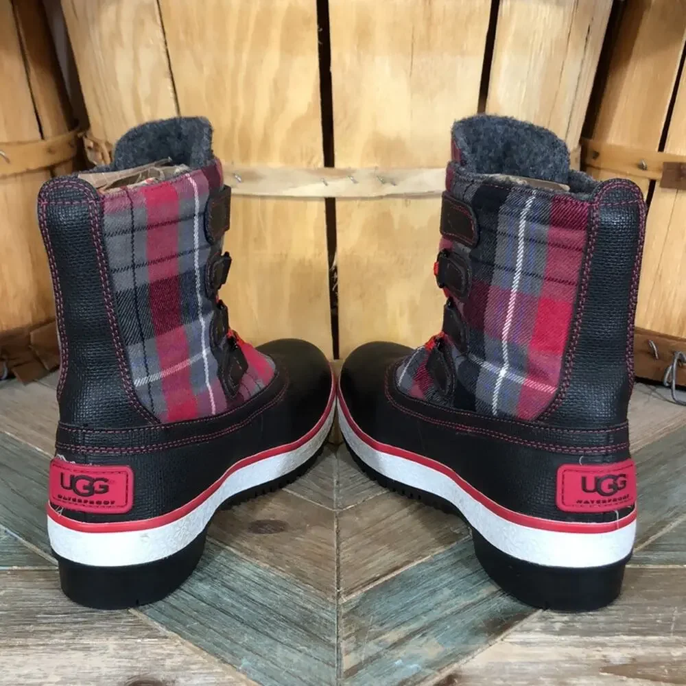 UGG Decatur Sugar Plum Plaid Wool Flannel Waterproof Insulated Boots Womens 6